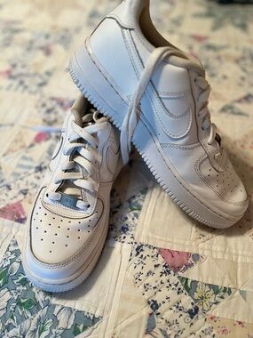 7Y or W9 AF1s Nike White Low-Top Leather Sneakers Air Force 1s.